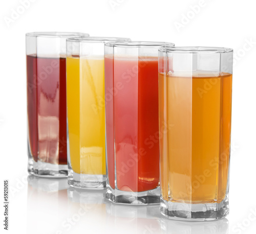 Full glasses with the different juice