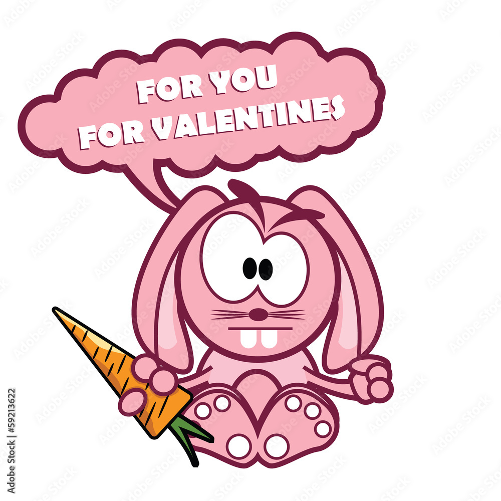 Fototapeta premium Cute Rabbit Valentines Day Gift of Carrot in Vector Format