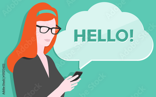 Woman with smartphone illustration