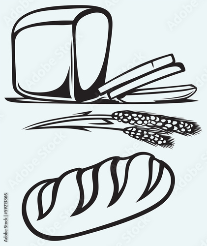 Bread isolated on blue background
