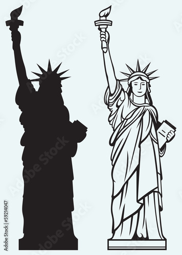 Statue of Liberty isolated on blue background
