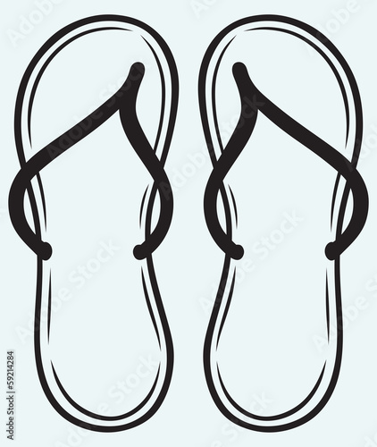 Pair of flip-flops isolated on blue background