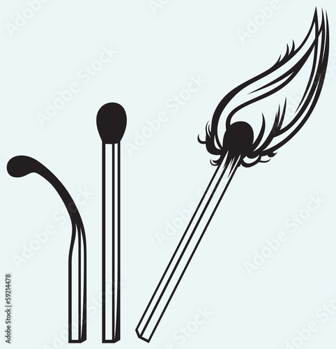Silhouette matches isolated on blue background