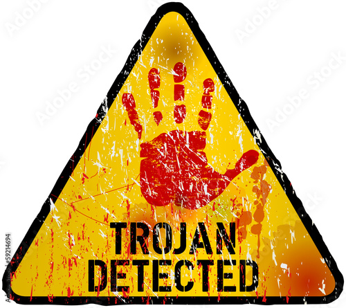trojan / computer virus alert sign, vector illustration