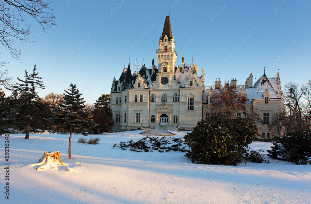 Obraz premium Winter park with castle - Slovakia