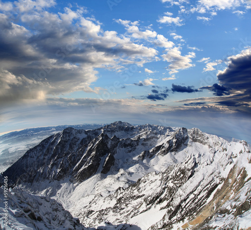 Amazing view of mountains covered snow, High Tatras, Slovakia