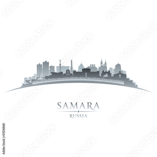 Samara Russia city skyline silhouette white background