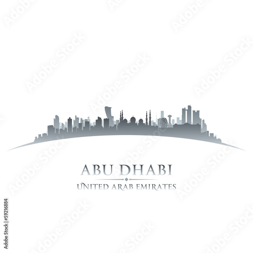 Abu Dhabi UAE city skyline silhouette white background