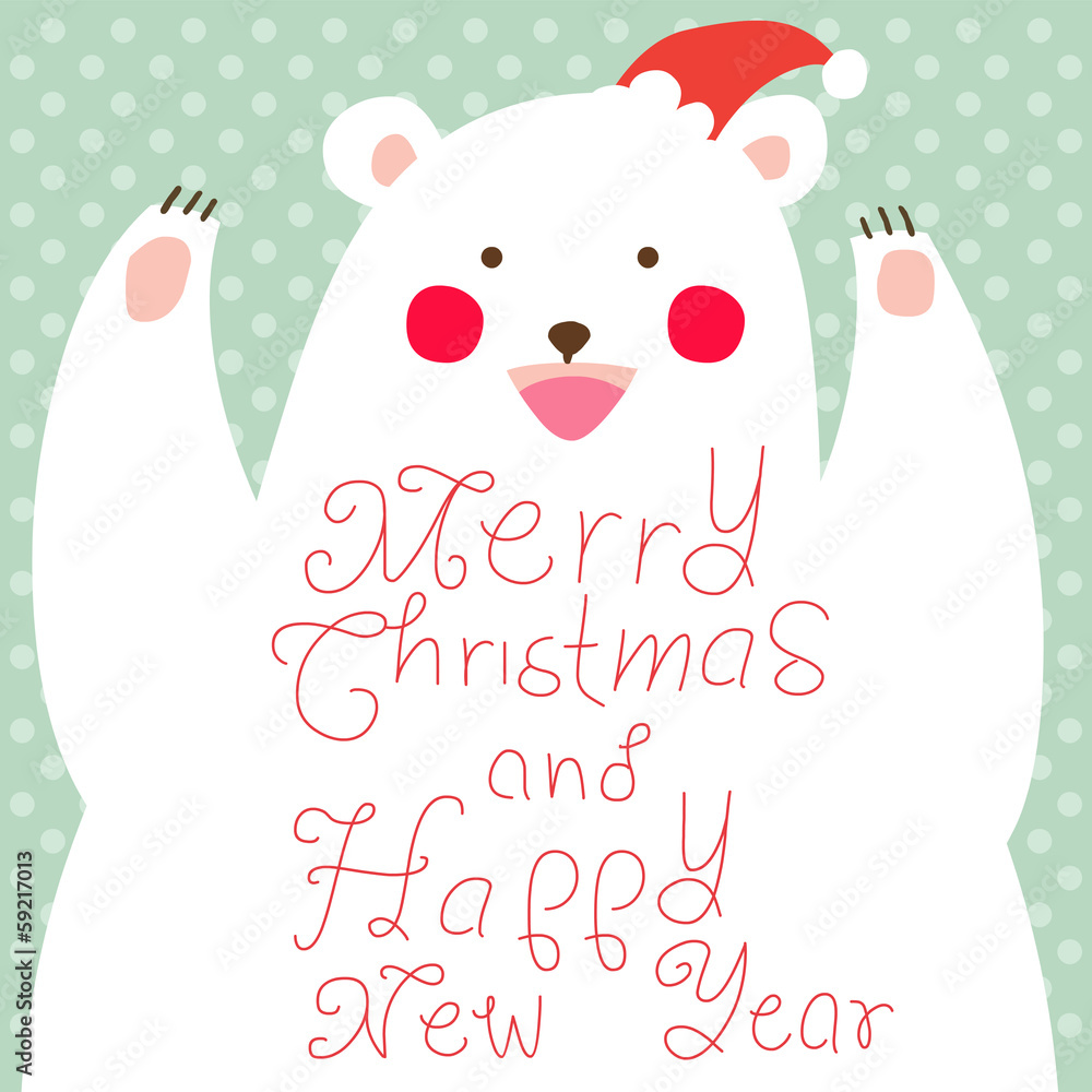 Obraz premium Happy Christmas Bear,greeting card