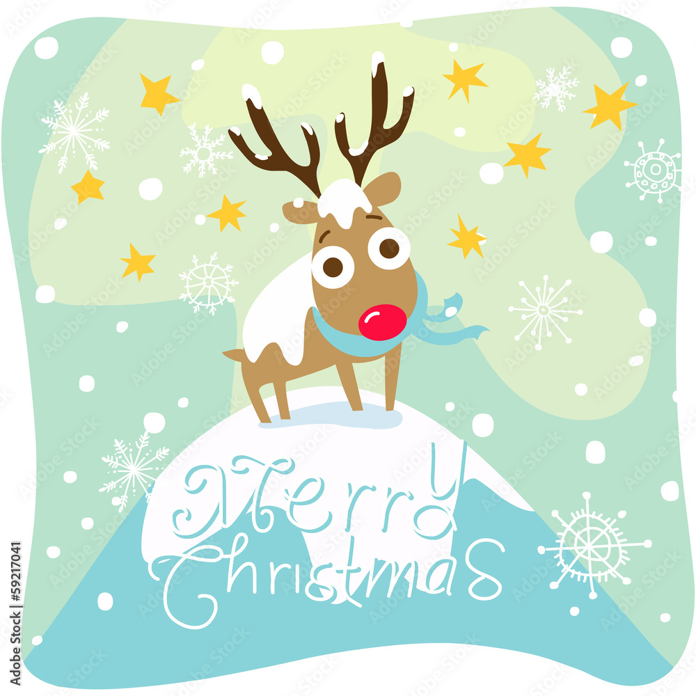 Christmas card with reindeer Christmas card with reindeer