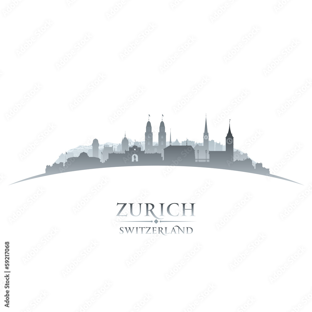 Obraz premium Zurich Switzerland city skyline silhouette white background