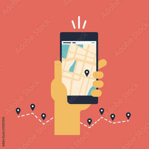 Mobile GPS navigation flat illustration