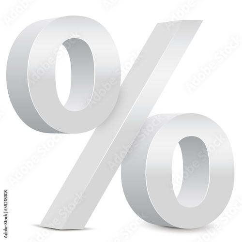 Rabatt – Weißes Prozentzeichen, 3d, Prozent, Icon, Zeichen
