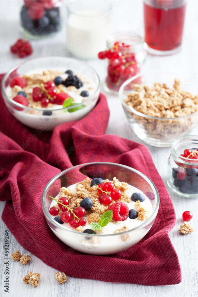 healthy breakfast with yogurt and granola healthy breakfast with yogurt and granola