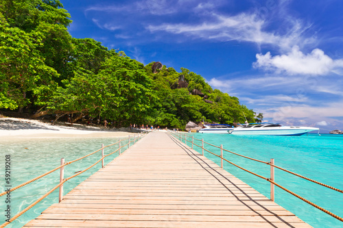 Pier to the tropical island in Thailand