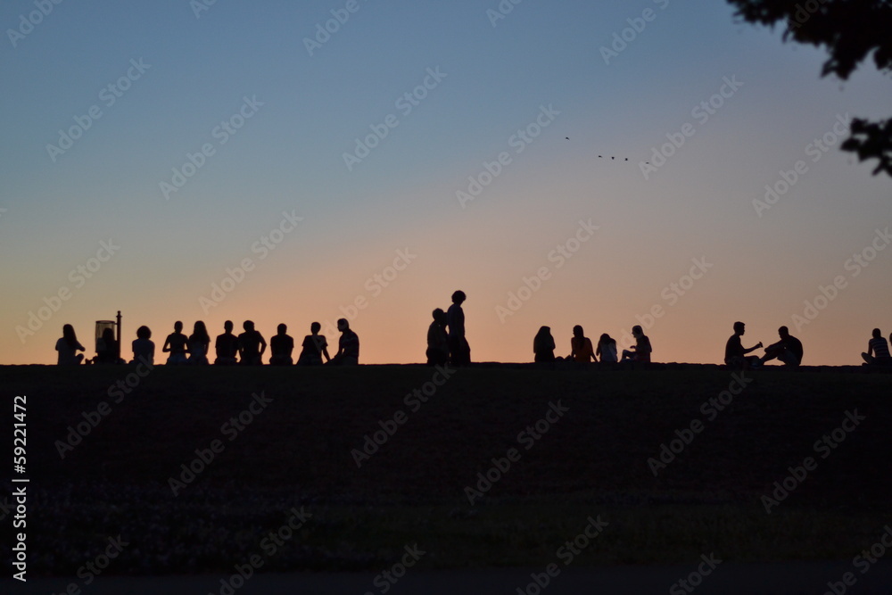 sunset and people