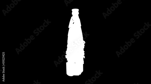 Shattered and broken glass bottle with slow motion. Alpha