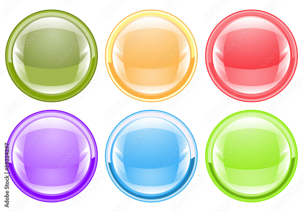 Set of colored buttons on white background. Set of colored buttons on white background.