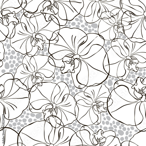 Fototapeta Naklejka Na Ścianę i Meble -  Seamless pattern with black and white orchids .