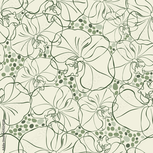 Seamless pattern with orchid, vector