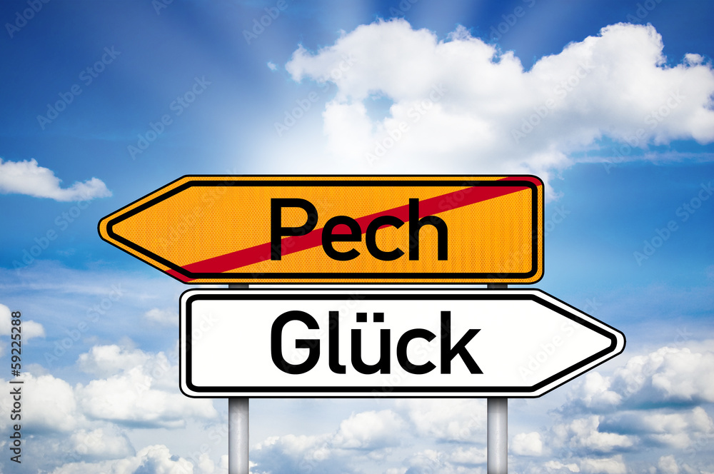 Obraz premium Wegweiser mit Pech und Glück