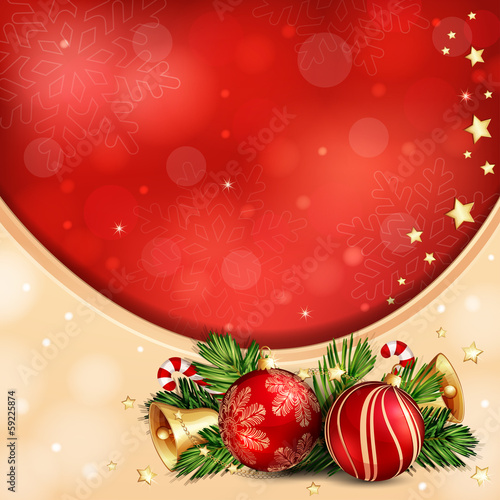 Christmas illustration with Christmas bells and baubles