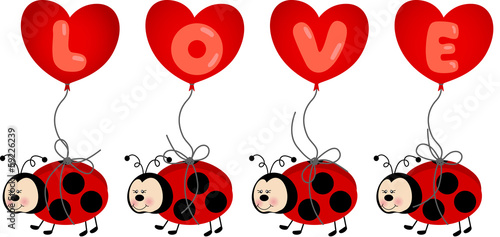 Ladybird Holding Love Heart Balloon