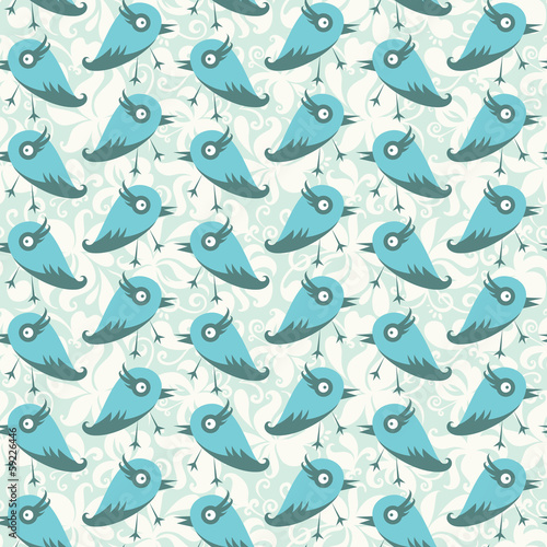 Vector vintage seamless background with birds © piyacler