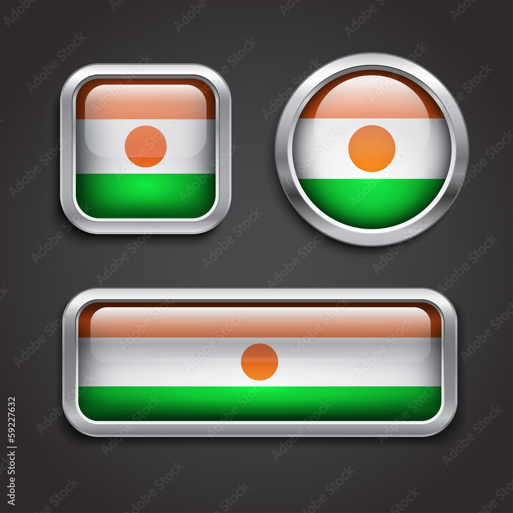 Niger flag glass buttons Niger flag glass buttons