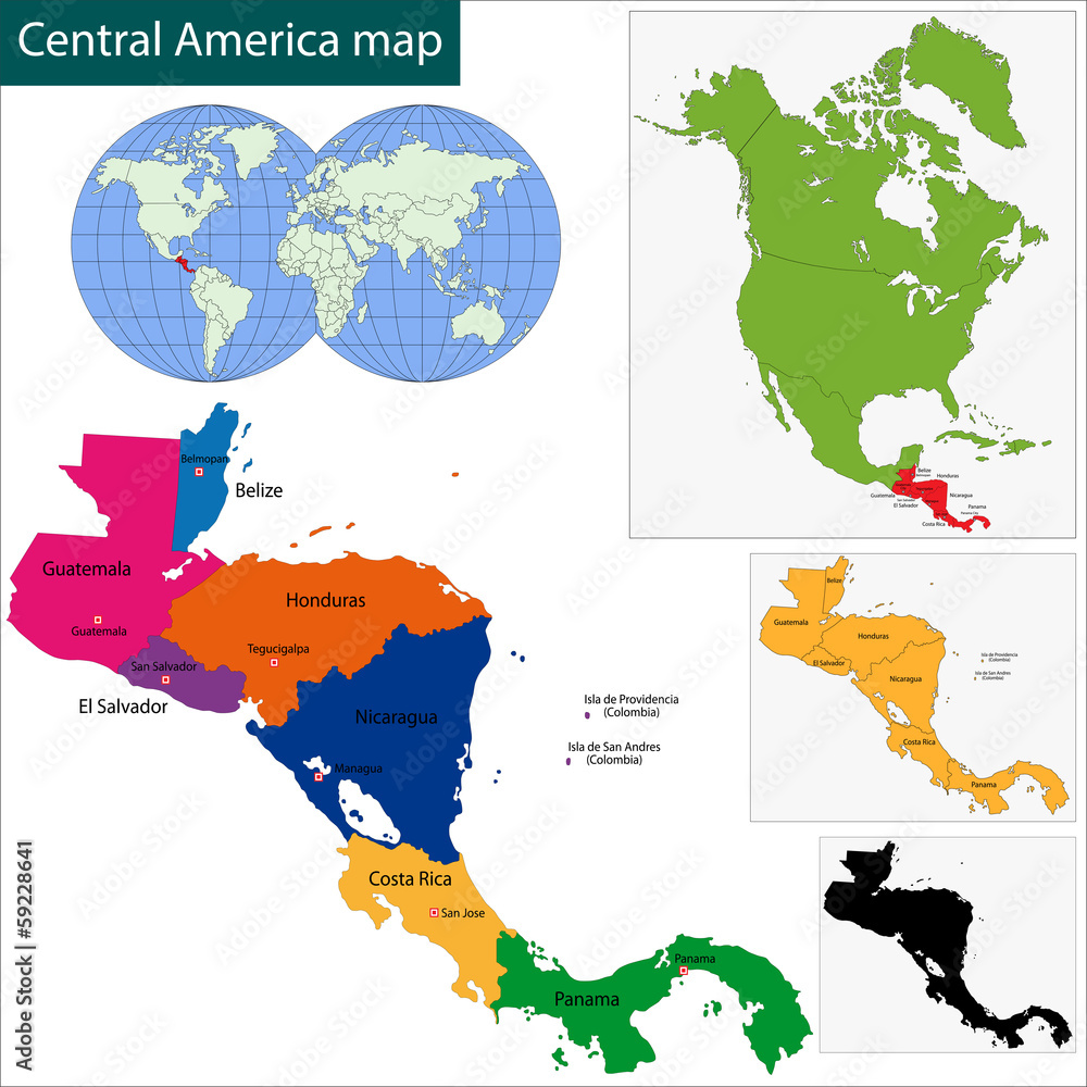 Obraz premium Central America map