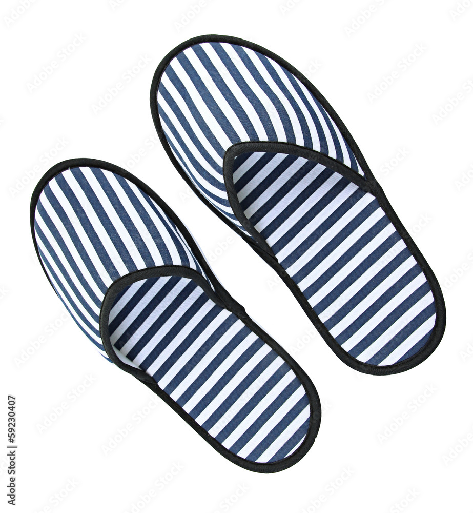 Striped slippers isolated on white Striped slippers isolated on white