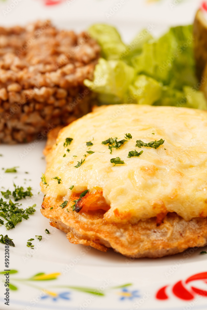 schnitzel with buckwheat