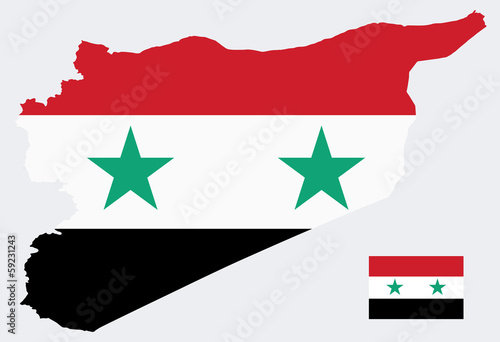 EPS Vector 10 - Map of Syria with Flag