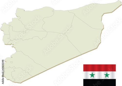 EPS Vector 10 - Map of Syria with Flag