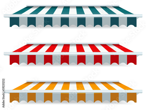 Colorful set of striped awnings