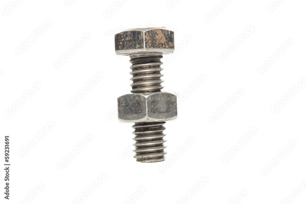 bolt and nut isolated on white background bolt and nut isolated on white background