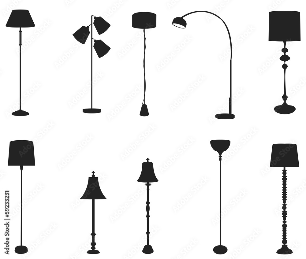 Sets of silhouette floor lamps, create by vector
