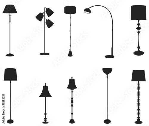 Sets of silhouette floor lamps, create by vector