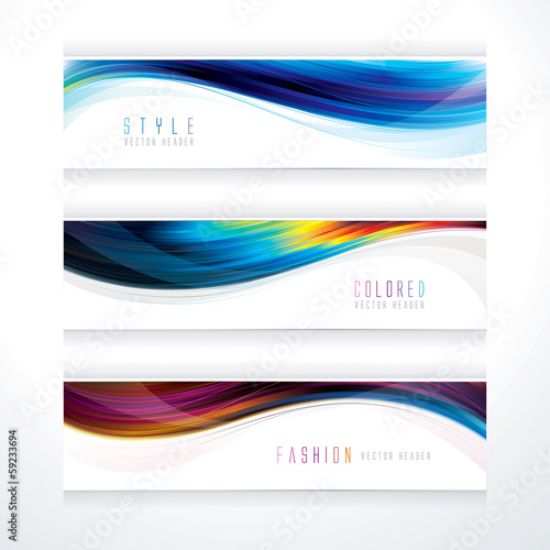 Banner header set of wavy line suitable for hairstyle.