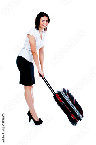 young and beautiful woman with a suitcase