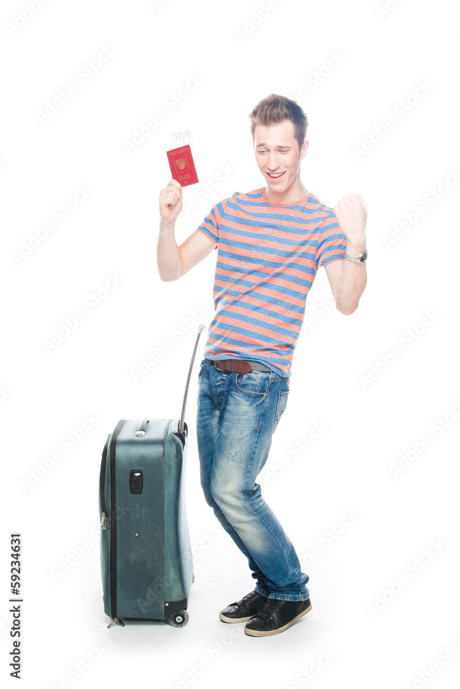 young and beautiful man tourist