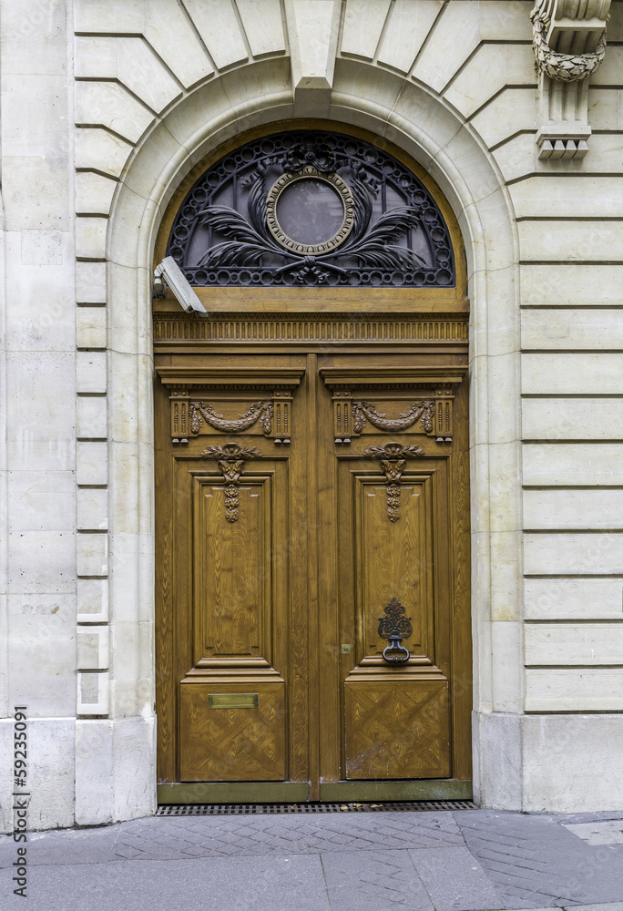 Wood entry door with camera