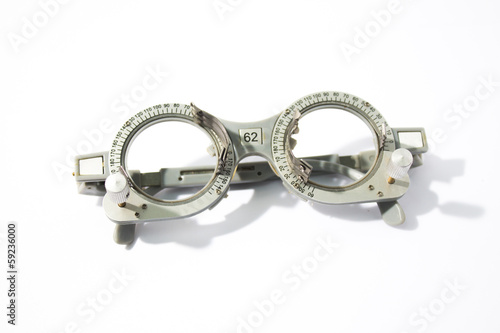 Closeup of eye test glasses