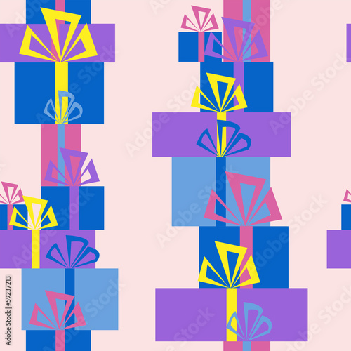 Seamless pattern of the piles of gifts