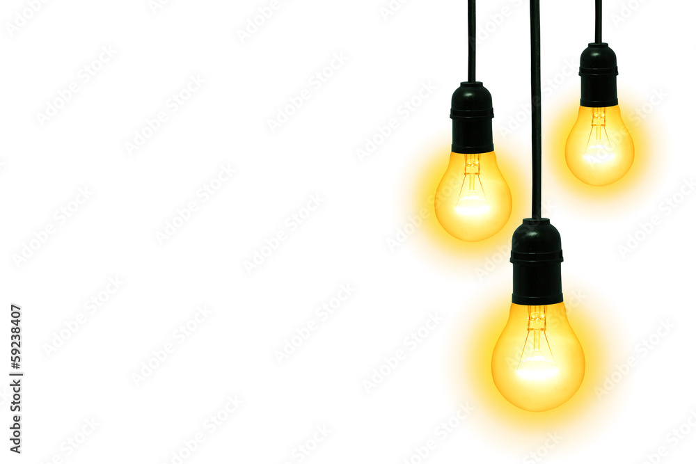 bulb of yellow light on black space bulb of yellow light on black space