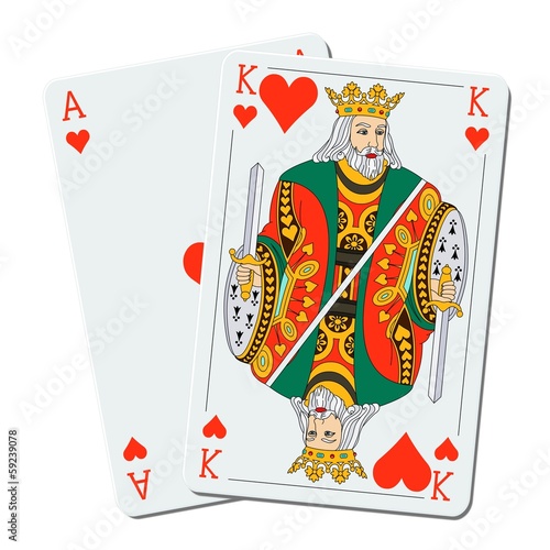 Blackjack – 21- Roi et as de coeur