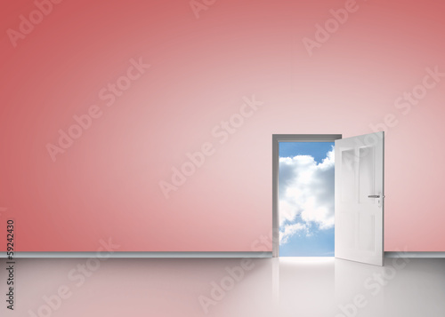 Door opening showing blue sky