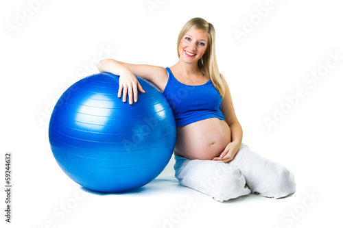 Pregnant woman isolated on white