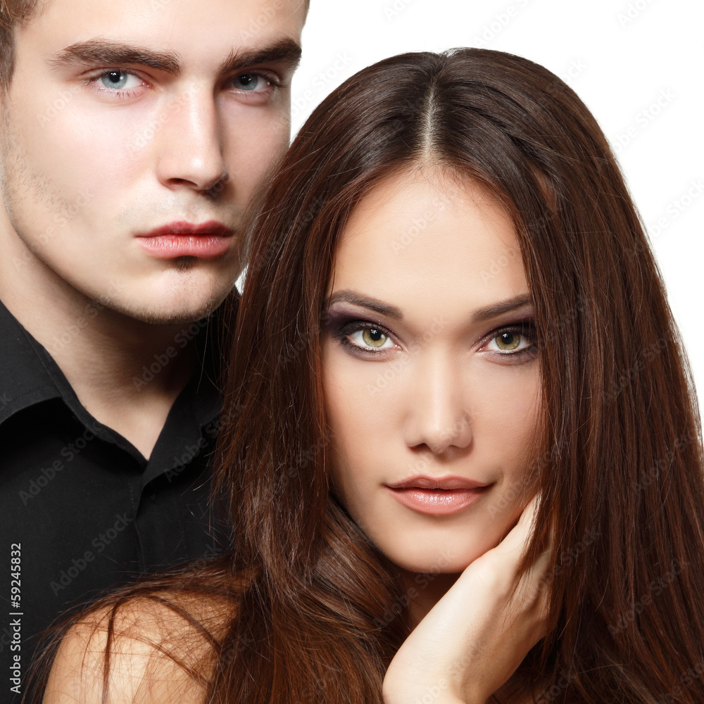 Sexy passion couple, beautiful young man and woman closeup Sexy passion couple, beautiful young man and woman closeup