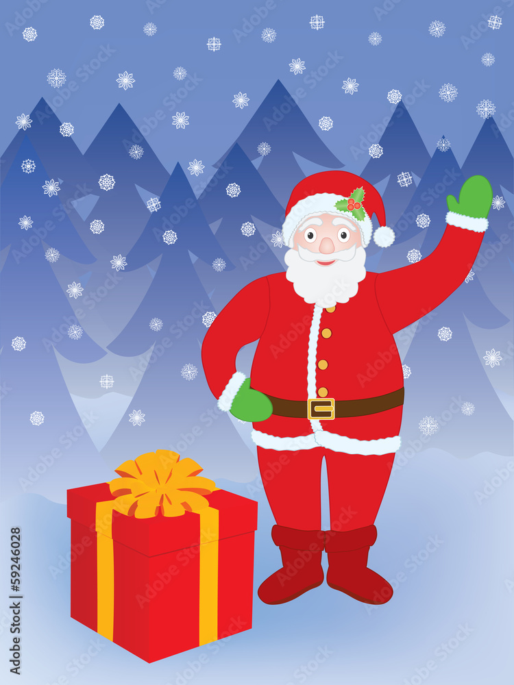 Santa Claus standing at present box Santa Claus standing at present box